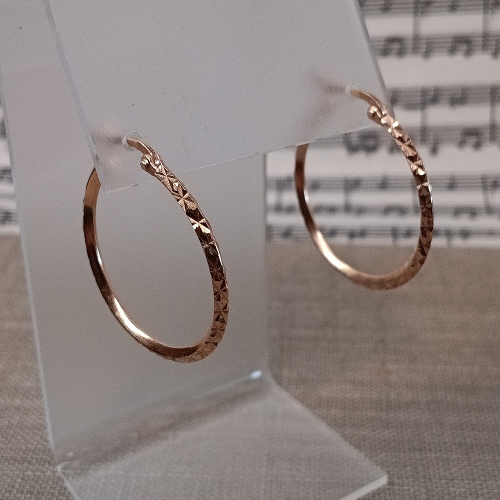 LIRM Sterling Silver Vermeil Pierced Textured Hoop Earrings